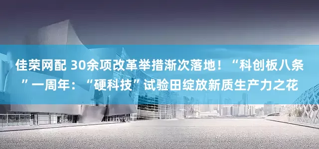 佳荣网配 30余项改革举措渐次落地！“科创板八条”一周年：“硬科技”试验田绽放新质生产力之花