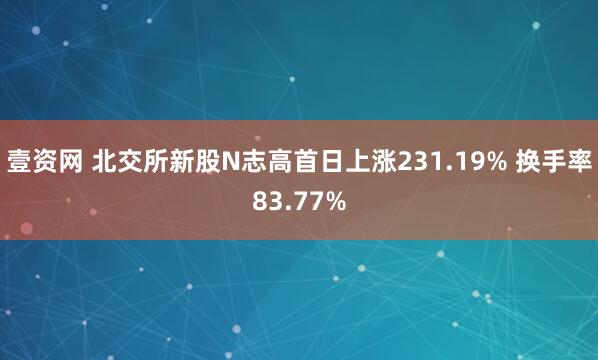 壹资网 北交所新股N志高首日上涨231.19% 换手率83.77%